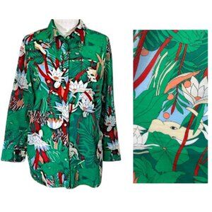 Talbots Cotton Shirt Size 1X Tropical Novelty Print